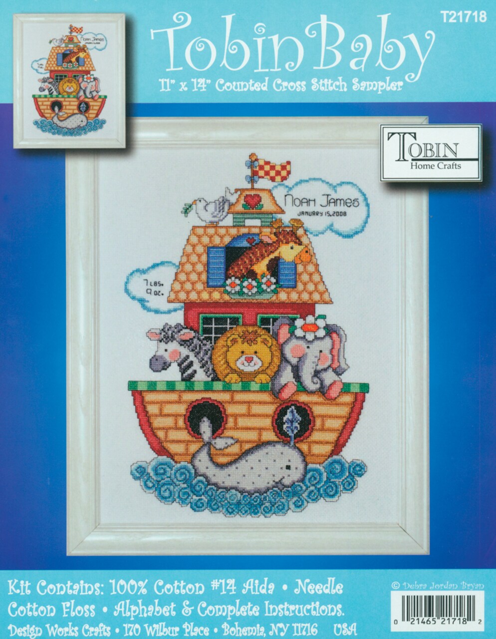 Design Works Counted Cross Stitch Kit 11&#x22;X14&#x22;-Noah&#x27;s Ark Birth Record (14 Count)